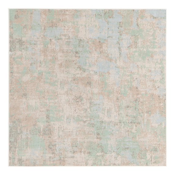 Unique Loom Lotus Collection Area Rug - Royal (5' Square Teal/Light Blue)