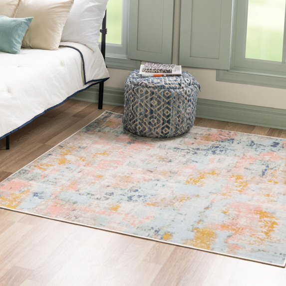 Unique Loom Lotus Collection Area Rug - Royal (6' Square Multi/Ivory)