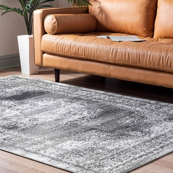 Unique Loom Lucerne Collection Area Rug - Pilatus (7' 10" x 10' Rectangle Gray/Black)