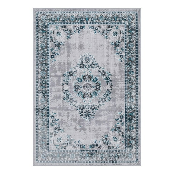 Unique Loom Lucerne Collection Area Rug - Reuss (4' 1" x 6' 1" Rectangle Gray/Blue)