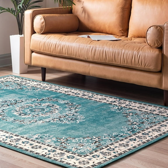 Unique Loom Lucerne Collection Area Rug - Reuss (5' 3" x 8' Rectangle Blue/Black)