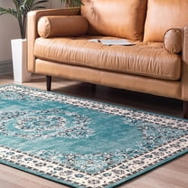 Unique Loom Lucerne Collection Area Rug - Reuss (5' 3" x 8' Rectangle Blue/Black)