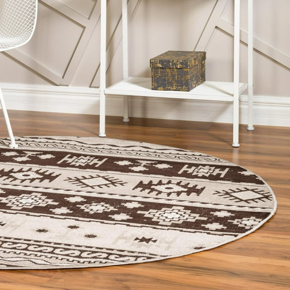 Unique Loom Lucerne Collection Area Rug - Rosengart (5' 3" Round Beige/Ivory)