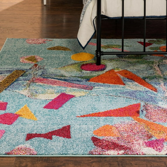 Unique Loom Vivid Collection Area Rug - Lucknow (9' x 12' Rectangle Aqua/Blue)