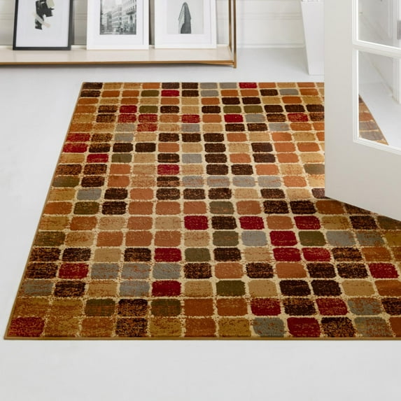 Unique Loom Cafe Collection Area Rug - Lungo (7' 10" x 10' Rectangle Multi/Beige)