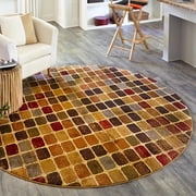 Unique Loom Cafe Collection Area Rug - Lungo 3 3 Round Multi/Beige
