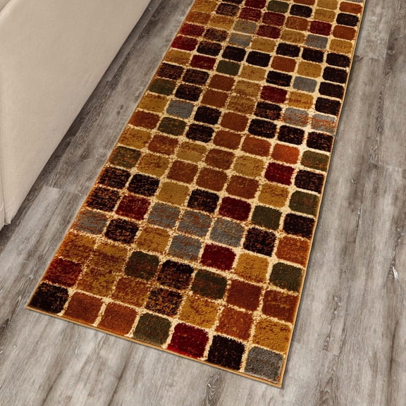 Unique Loom Cafe Collection Area Rug - Lungo (2' 7" x 10' Runner Multi/Beige)