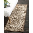thumbnail image 1 of Unique Loom Lygos Imperial Rug Chocolate Brown/Beige 3' x 9' 10" Runner Border Perfect For Bathroom Hallway Mud Room Laundry Room, 1 of 3