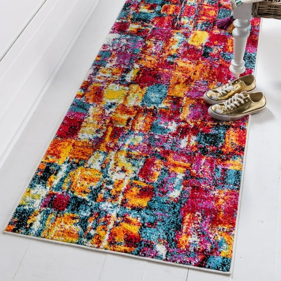 Unique Loom Lyon Collection Area Rug - Athena (2' x 6' 1" Runner Multi/Blue)