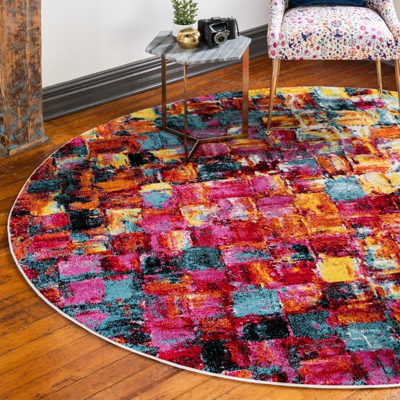 Unique Loom Lyon Collection Area Rug - Athena (6' 1" Round Multi/Blue)