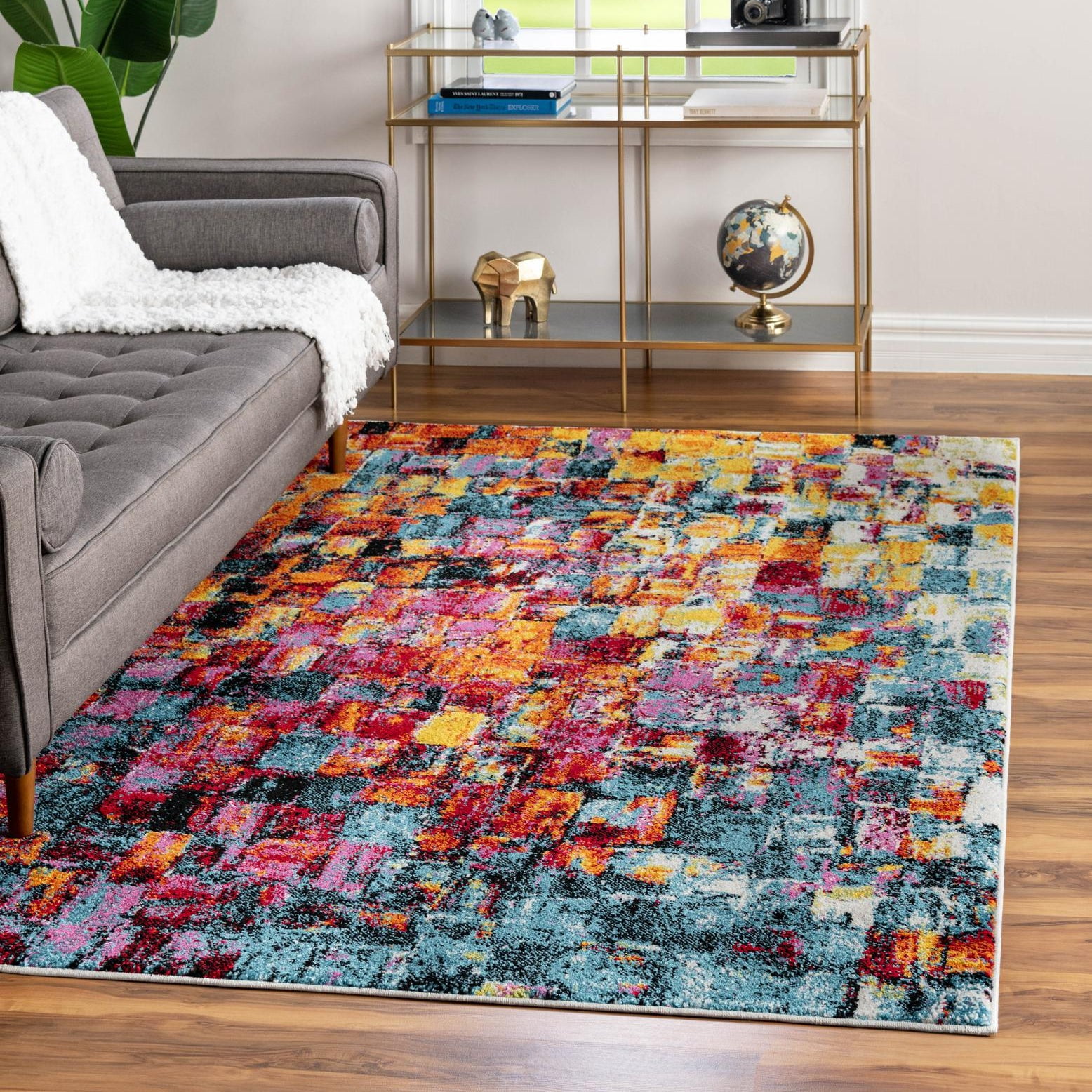 Unique Loom Lyon Collection Area Rug - Athena (6' x 9' Rectangle Multi ...