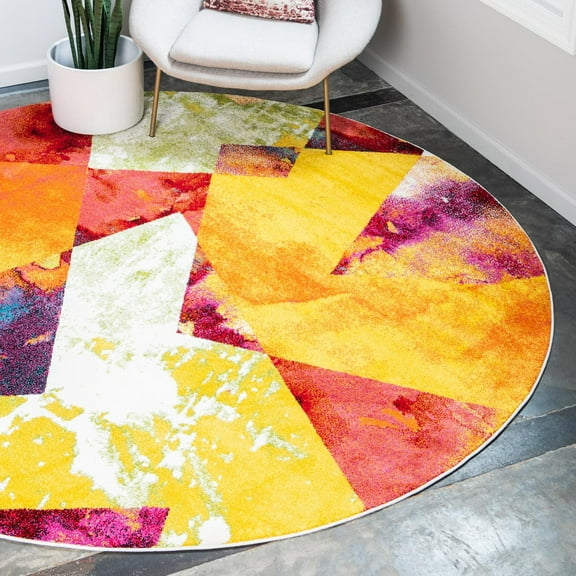 Unique Loom Lyon Collection Area Rug - Cairo (8' Round Multi/Blue)