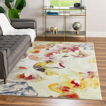 Unique Loom Lyon Collection Area Rug - Claire (8' x 10' Rectangle Ivory/Blue)