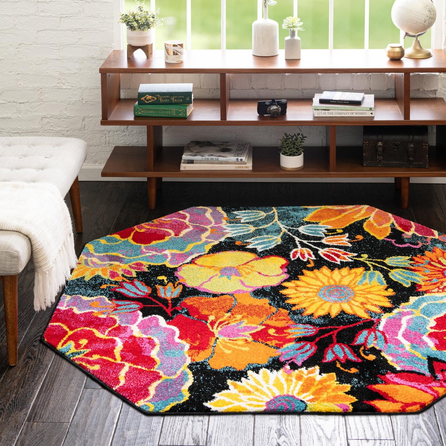 Unique Loom Lyon Collection Area Rug - Kennedy (5' Octagon Black/Green ...