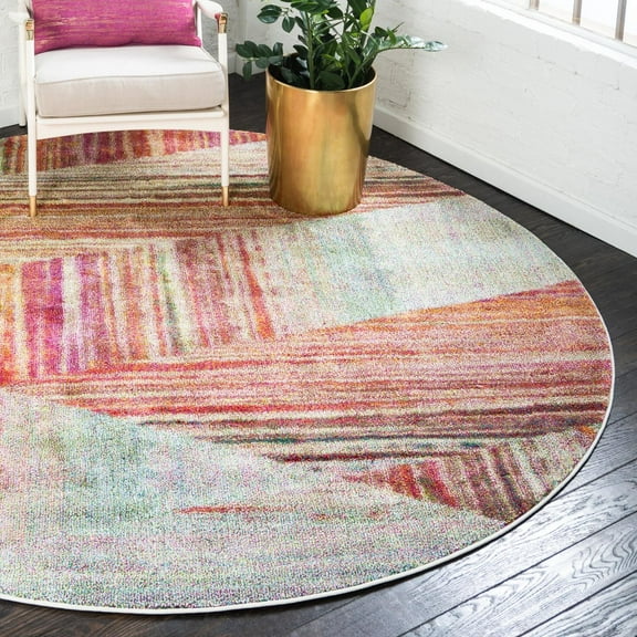 Unique Loom Lyon Collection Area Rug - Quartz (6' 1" Round Multi/Blue)