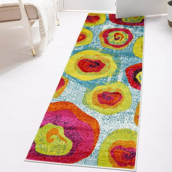 Unique Loom Lyon Collection Area Rug - Sydney (2' 7" x 10' Runner Blue/Black)