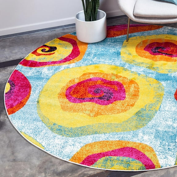Unique Loom Lyon Collection Area Rug - Sydney (8' Round Blue/Black)