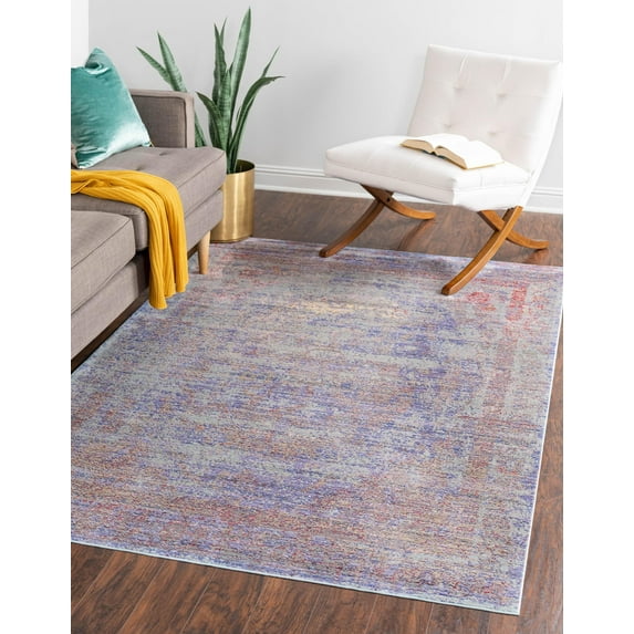 Unique Loom Lyrica Austin Rug Violet/Brown 9' x 12' 2" Rectangle Abstract Bohemian Perfect For Living Room Bed Room Dining Room Office