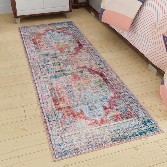 Unique Loom Maahru Collection Area Rug - Cresent Moon (2' 7" x 12' Runner Multi/Blue)