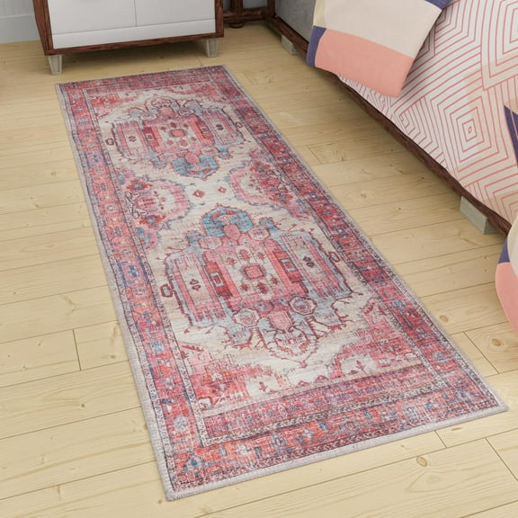 Unique Loom Maahru Collection Area Rug - Cresent Moon (2' x 10' Runner Beige/Blue)