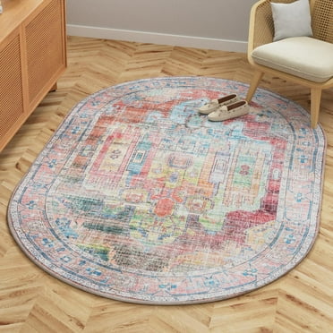 Unique Loom Maahru Collection Area Rug - Cresent Moon (2' x 3' 1" Oval Multi/Blue)