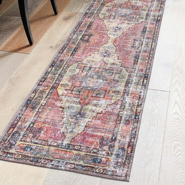 Unique Loom Maahru Collection Area Rug - Gibbous (2' 7" x 13' Runner Yellow Pink/Beige)