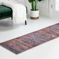 thumbnail image 1 of Unique Loom Maahru Collection Area Rug - Quarter Moon (2' x 10' Runner Antique Rust Red/Blue), 1 of 12