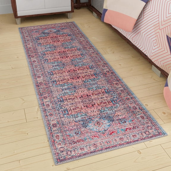 Unique Loom Maahru Collection Area Rug - Waning Moon (2' x 10' Runner Blue/Beige)