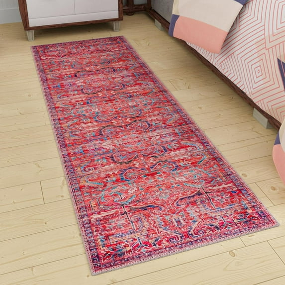 Unique Loom Maahru Collection Area Rug - Waxing Moon (2' 7" x 13' 1" Runner Rust Red/Beige)
