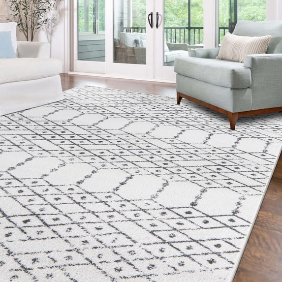 Unique Loom Paxon Trellis Collection Area Rug - Maeve (3' 3" x 5' 3" Rectangle Ivory Black/Ivory)