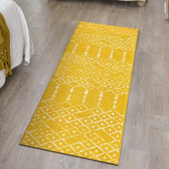 Unique Loom Paxon Trellis Collection Area Rug - Maeve (2' x 6' 1" Runner Yellow/Ivory)