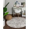 thumbnail image 1 of Unique Loom Magdelan Oxford Rug Gray/Ivory 3' Round Border Bohemian Perfect For Dining Room Entryway Bed Room, 1 of 2