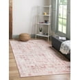 thumbnail image 1 of Unique Loom Magdelan Oxford Rug Pink/Ivory 4' Square Border Bohemian Perfect For Dining Room Living Room Bed Room, 1 of 2