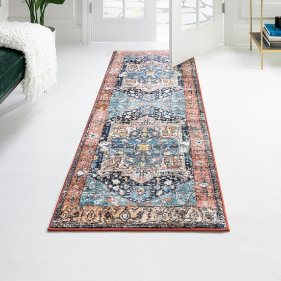 Unique Loom Medina Collection Area Rug - Magnet (2' 7" x 13' Runner Multi/Beige)