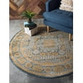 thumbnail image 1 of Unique Loom Mahal Palace Rug Blue/Cream 3' 3" Round Border Tribal Perfect For Dining Room Entryway Bed Room, 1 of 6