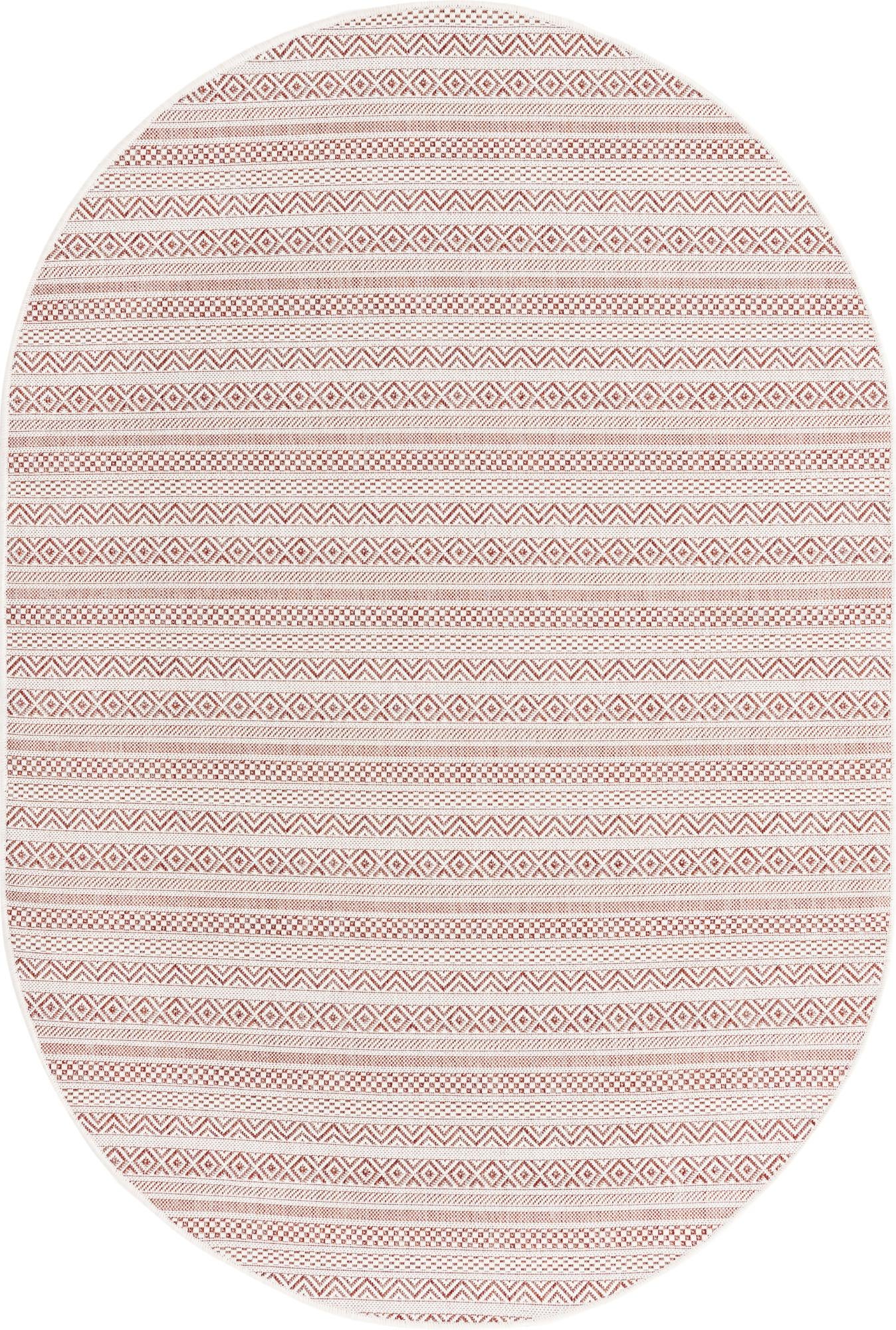 Unique Loom Maia Indoor/Outdoor Striped Rug Red/Ivory 5' 3" x 7' 10