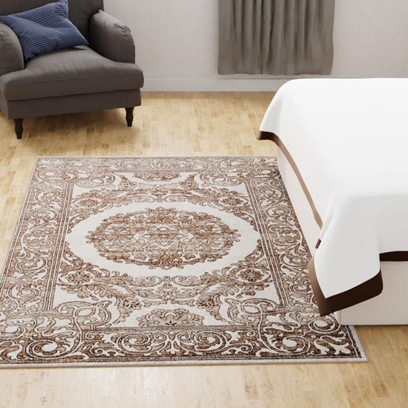 Unique Loom Hermitage Collection Area Rug - Malachite (2' x 3' Rectangle Chocolate Brown/Black)