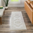 thumbnail image 1 of Unique Loom Hermitage Collection Area Rug - Malachite (2' 6" x 10' Runner Snow White/Beige), 1 of 6
