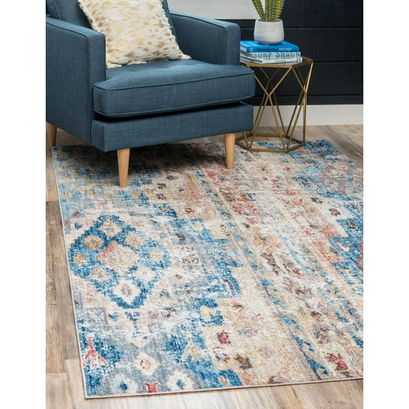 Unique Loom Malasana Basilica Rug Light Blue/Beige 2' 2" x 3' 1" Rectangle Geometric Modern Perfect For Living Room Bed Room Dining Room Office
