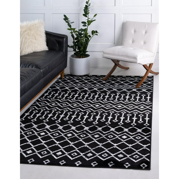 Unique Loom Mamounia Moroccan Trellis Rug Black/Ivory 3' 3" x 5' 3" Rectangle Geometric Tribal Perfect For Living Room Bed Room Dining Room Office