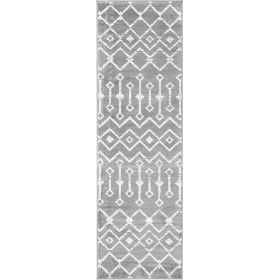 Unique Loom Moroccan Trellis Rug, Dark Gray/Ivory (2' 0 x 6' 7)