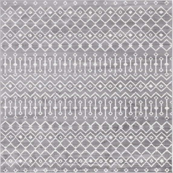 Unique Loom Moroccan Trellis Rug, Dark Gray/Ivory (8' 0 x 8' 0)