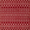 thumbnail image 1 of 6' x 6' Red and Ivory Tribal Geometric Square Area Throw Rug, 1 of 9