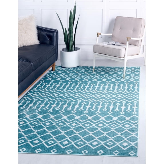 Unique Loom Mamounia Moroccan Trellis Rug Turquoise/Ivory 2' 2" x 3' 1" Rectangle Geometric Tribal Perfect For Living Room Bed Room Dining Room Office
