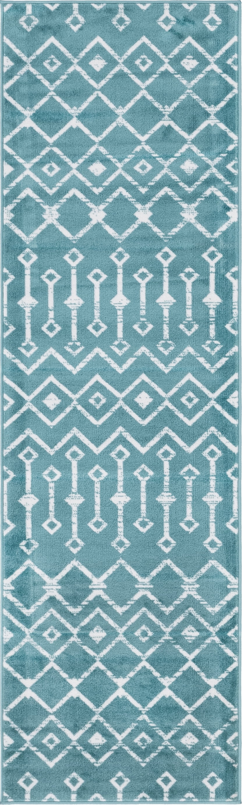 Unique Loom Mamounia Moroccan Trellis Rug Turquoise/Ivory 2' 6" x 8' 2