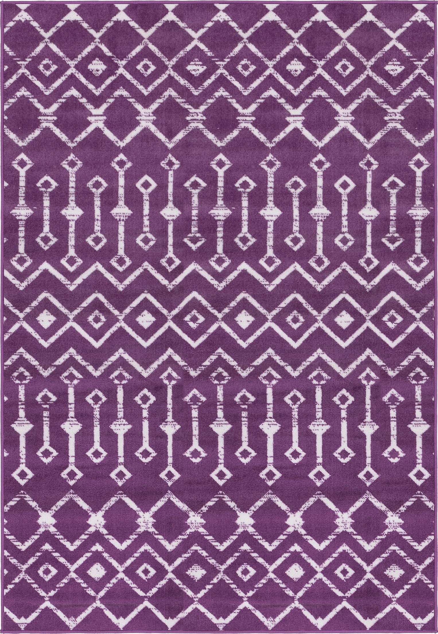 Violet Trellis 4' x 6' Rectangular Easy-Care Synthetic Rug