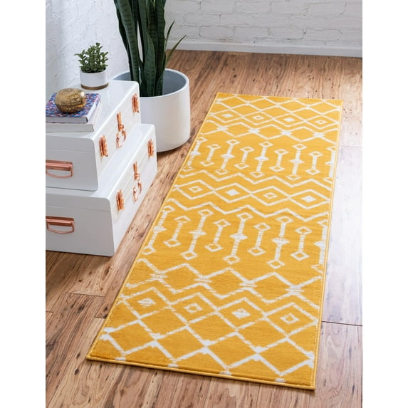 Unique Loom Moroccan Trellis Rug, Yellow/Ivory (2' 0 x 6' 7)