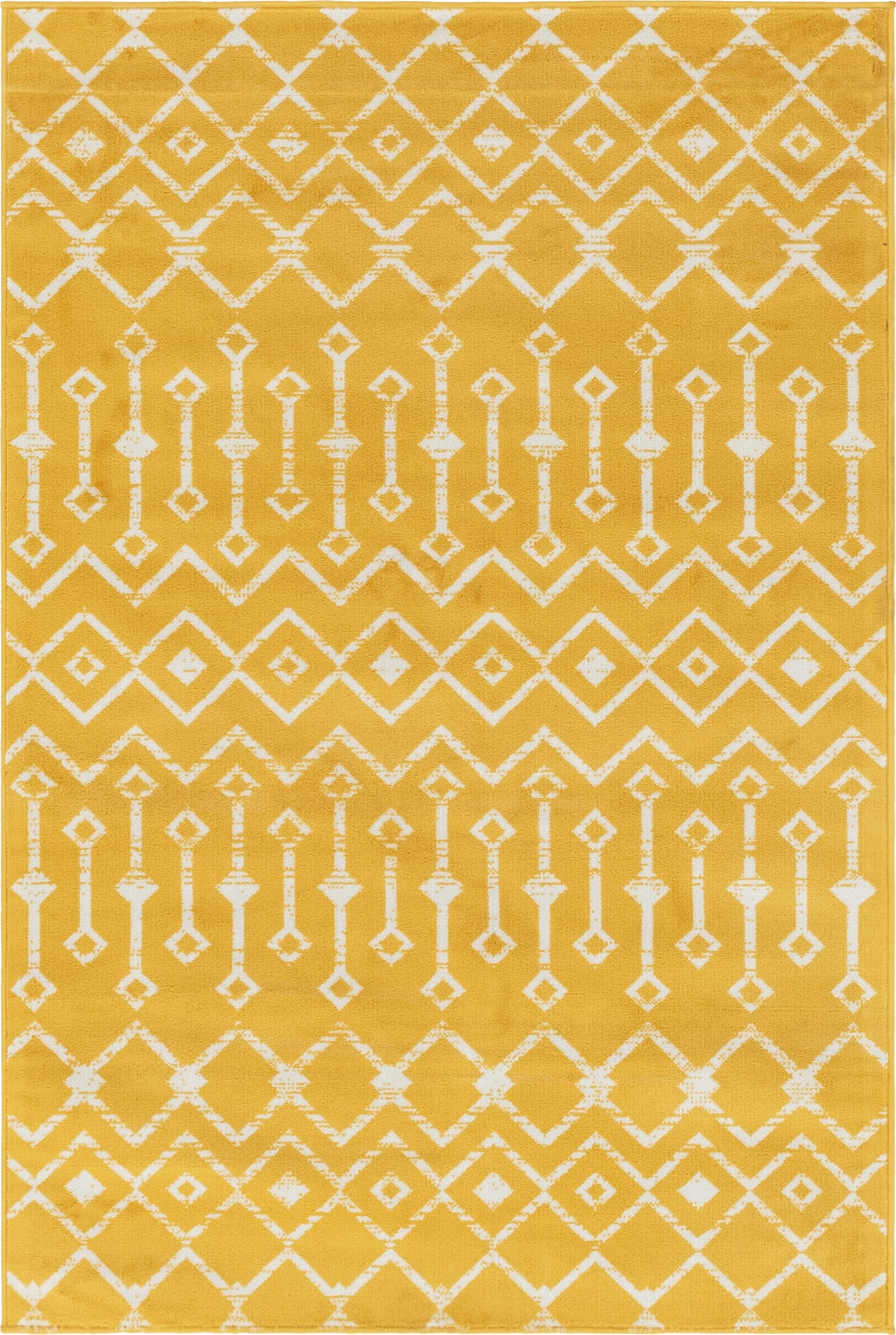 Yellow Geometric Trellis 4' x 6' Synthetic Area Rug