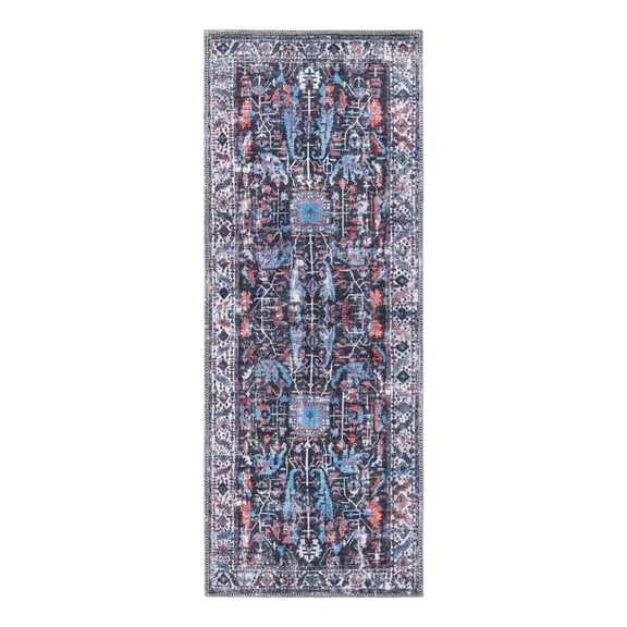 Unique Loom Mangata Collection Area Rug - Mahtaab (2' x 5' Runner Black/Blue)