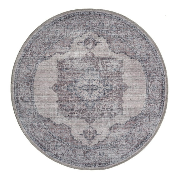 Unique Loom Mangata Collection Area Rug - Mariah (3' 11" Round Ivory and Gray/Black)